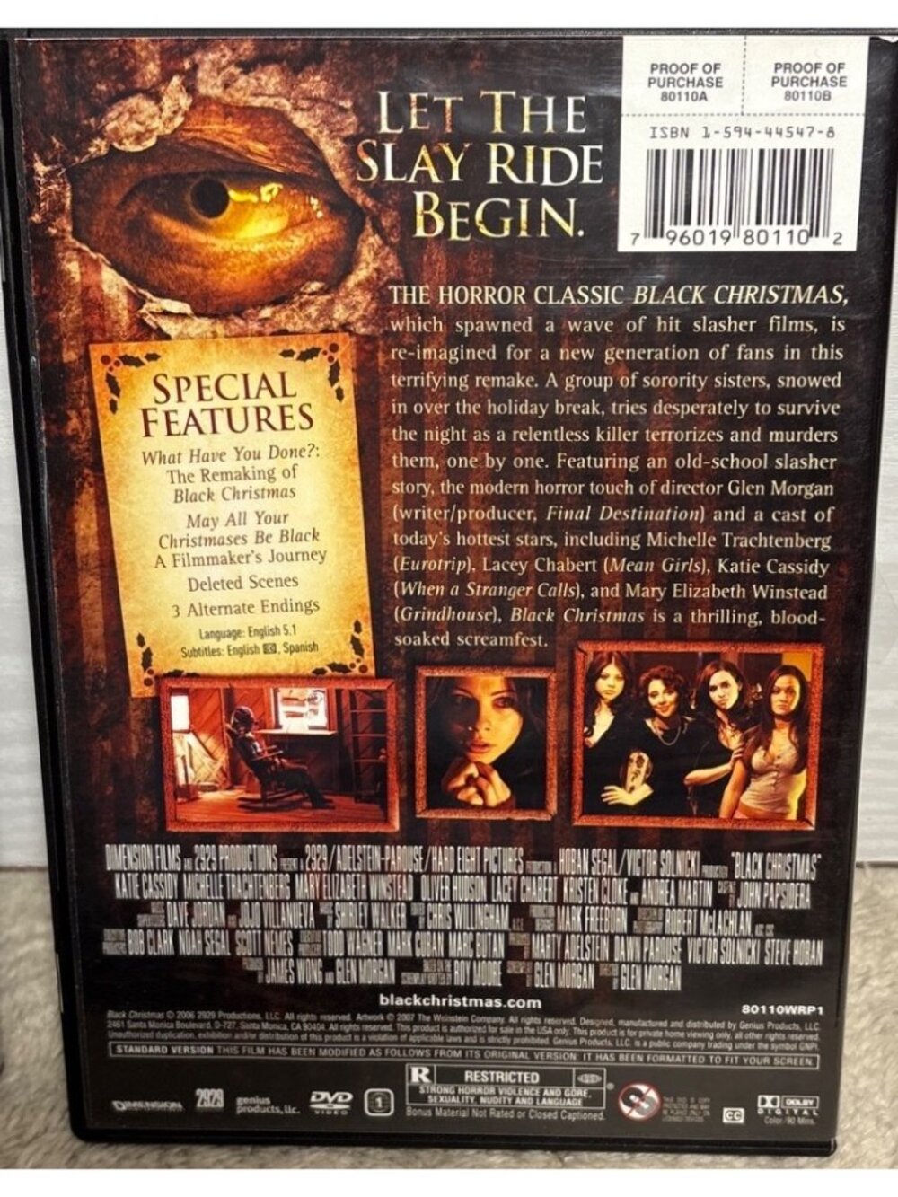 Horror DVD Lot of 2 Black X-Mas & Boo Thriller Scary Movies Halloween - Picture 6 of 11